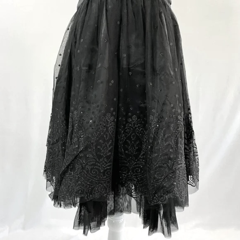 New Lucy Paris Glitter Polka Dot Tulle Ruched Satin Waist Dress Black Size Small - Picture 4 of 16